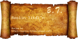 Beslin Titán névjegykártya